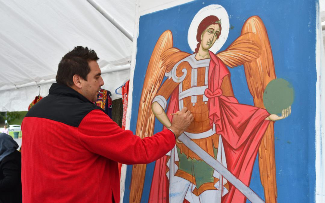Iconographer Altin Stoja for “Art in Bloom” at the Schenectady Green Market