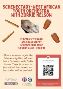 A flyer for the youth orchestra with a QR code to join a WhatsApp group